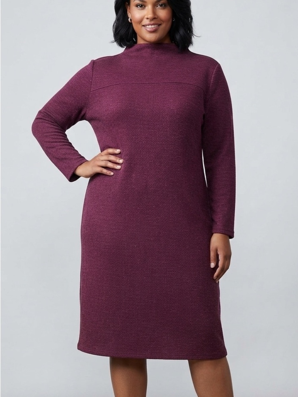 Light purple mock turtleneck knit long sleeve dress plus size XXL